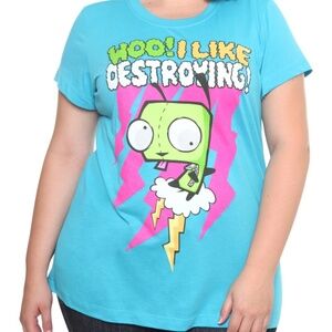 New! RARE! Vintage Y2K Torrid sz 2 I like destroying gir invader‎ zim top 2X